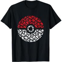 Pokemon Unisex Adult Pikachu Pokeball Pattern T-Shirt, Black, Small M juoda