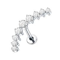1 vnt. Titano Cirkonio Labret Auskarai Lūpų Žiedai Auksinės Spalvos CZ Kremzlės Helix Lobe Conch Auskarų Smeigės Moteriški Papuošalai 16G 16G 1.2x8mm