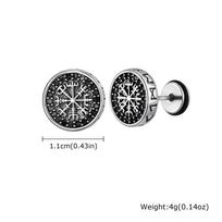 Vintage Norse Viking Stud Earrings for Men Gothic Punk Rock Jewelry Runes Round Earrings Fashion Gift black