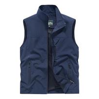 Male's Vest Windproof Solid Sleeveless Coat Motorcycle Ourdoor Waterproof Biker Vest for Male Clothing XXXXL tamsiai mėlyna spalva