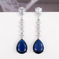925 Sterling Silver Creative Blue Waterdrop Cubic Zirconia Drop Earrings for Women Female Exquisite Wedding Jewelry gray