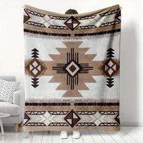 Pietvakarių navajų rašto flanelės pledas, genties geometrinio meno užklotas, minkštas ir jaukus vakarų stiliaus namų dekoravimui, sofos dovana 130x150cm gray