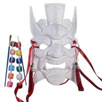 Blank Nuo Operas Mask with Pigment Drawing Brush Photo Ribbon Set DIY Unpainted Masquerades Mask Set Blank Paintable Mask balta