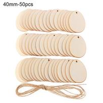 50pcs Wooden Circle Discs Tags with Holes Ring Clips for Birthday Reminder Calendar Chore Board Plaque DIY Decoration Art Crafts beige