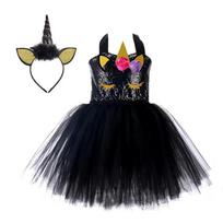 Helovino Vaikų Gyvūno Katės Cosplay Mergaičių Kostiumas Blizgučiai Nailono Tinklelio Tutu Suknelė Galvos Apdangalas Uodega Vaikų Gimtadienio Šventė Išgalvotos Suknelės 6t black