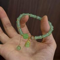 Chinese Style Dongling Jade Bamboo & Gourd Bracelet - Popular Tourist Accessory brown