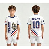 2026 Specialus Nr.10Mbappé Futbolo Džersio Šortų Rinkinys Moterims Prancūzijos Vėliava Gerbėjų Marškinėliai ir Šortai Vasaros Vaikams 2 dalių Rinkinys 130