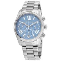 MICHAEL KORS Lexington Women's Quartz Chronograph Watch Blue Dial Stainless Steel Strap 38mm MK7215 mėlyna
