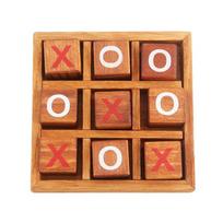 Wooden Tic Tac Toe Board Logical Challenging Fun Brain Teasers Classic Tabletop Strategy Games for Adults Kids Educational Gifts brown