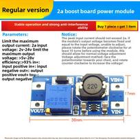 2A MT3608 Boost Module, 2-24V Input to 5/9/12/28V Output, Adjustable DC-DC Voltage Regulator 1pcs