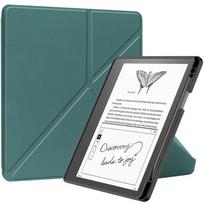For Kindle Scribe 2024 Case 10.2 inch PU Leather Multi-folding Stand Smart Auto Wake Sleep Ebook Cover Funda with Pencil Holder tamsiai žalia spalva