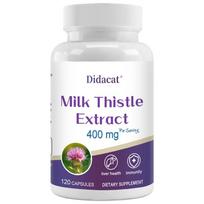 Didacat Milk Thistle Extract 400mg Supplement, Standardized 80% Silymarin, 120 Caps 120 Capsules white