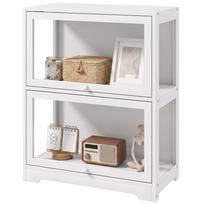 Two Tier Display Cabinet For Collections With Acrylic Swing Doors For Figures 59 5x30x73 Cm White