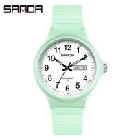 SANDA 6060 Clock Reloj Top Brand Calenda Quartz Watch Minimalism Style Ladies Wristwatch Simple Black White Waterproof Watch white