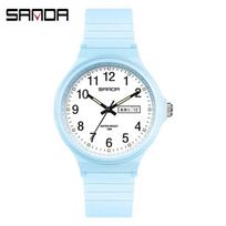 SANDA 6060 Clock Reloj Top Brand Calenda Quartz Watch Minimalism Style Ladies Wristwatch Simple Black White Waterproof Watch white