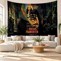 Bride of Frankenstein Wall Tapestry Home Decor Hanging Cloth Art Background Tapestry for Bedroom 100cmx150cm brown