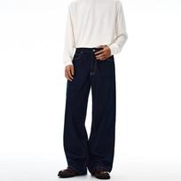 LKTM Unisex Red Selvedge Raw Denim Dark Blue Straight-Leg Jeans (2023M) XL mėlyna