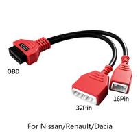 Gateway 16+32 Adapter OBD2 16Pin Cable For Nissan/Renault/Dacia/Sylphy Key Programming Cable Bypass for Autel IM608 IM508 raudona