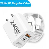 New Original 240W GaN Fast Charger USB PD 2 In 1 Super Fast Charging EU/US Plug Adapter for IPhone15 16 17 Samsung Huawei Xiaomi