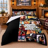 Grand Theft Auto Pattern Bedding 3Pcs Set Bed Sheet And Pillowcases For Indoor Bedroom 140cmx200cm