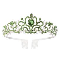 Tiara Coiffure Crown Tiara Crystal Rhinestone Crown Prom Crystal Headband Princess Rhinestone Crown žalia