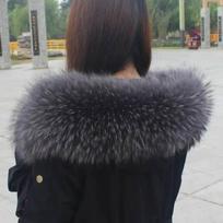 Super Large Fur Collar Winter New Real Raccoon Fur Collar Furry Warm Comfortable Coat Scarf Ladies Shawl Large Size Scarf Female 60CM 15CM black