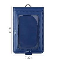 5 Slots ID Tag Badge Holder Buckle Flip Chest Card Bag Employee Pass Work Card Case  Student Navy blue