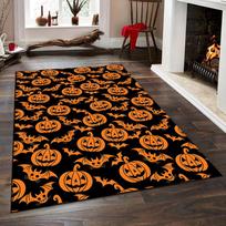 Halloween Pumpkin and Bat Pattern Rug Non-slip rug suitable for living room and bedroom sofas 40x60cm( 15x23in ) orange