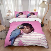 3Pcs Michael Jackson Parrot Bedding Sets For All Sizes New 3D Printed Bed Cover Comforter Duvet Cover Pillowcase Bedroom Decoration 135cmx200cm pink