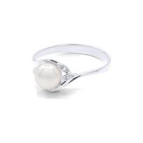 Ring - Pearls & Colors - Freshwater Cultured Pearl 7-8 mm Round - White Pearl - White Gold 375/1000 - Woman 48