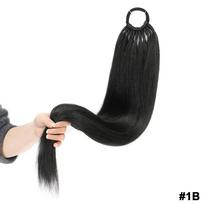 Sintetiniai plaukų priauginimai su arklio uodega su gumine juostele ilgas Yaki tiesus netikras arklio uodegas netikras plaukas moterims 18inch black