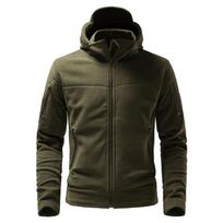 Hooded Jacket Men's Tooling Outdoor Multi-Pocket Thermal Combat Military Double-Sided Fleece Jacket 2XL juoda