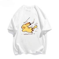 25 Summer Pokémon Anime Pikachu Brand 100Pure Cotton Printed Tshirt Men Harajuku Casual Versatile Shortsleeved Y2k Loose XL white
