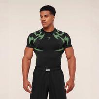 GYMSHARK vyriški Storm Seamless greitai džiūstantys suspaudžiantys marškinėliai sportui, bėgimui, krepšinio treniruotėms Large black