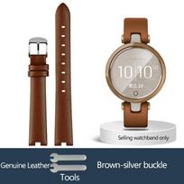 Natūralios odos sportinio laikrodžio dirželiai Moteriška apyrankė Silikoninis nerūdijančio plieno dirželis Garmin Lily išmaniojo laikrodžio priedams 14mm-6mm brown