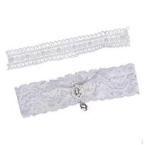 White Lace Leg Garter Rhinestone Elegant Garters Set for Wedding Prom white