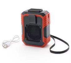 Portable 4000mAh USB Clip Hanging Waist Fan Outdoor Wearable Neck Fan with Flashlight Warning Light Cooling Feature USB oranžinė