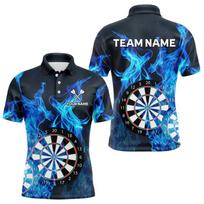 Madingi Polo marškinėliai su Darts grafika vyrams, individualus vardas, apykaklė, sagos, 3D spausdinti Polo marškinėliai, madingi, oversized, laisvi, vaikams, sportiniai marškinėliai 6XL blue