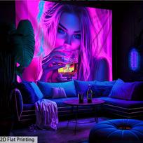 Neon Cyberpunk Drinking Women's Tapestry Background Cloth Bar Trendy Cool Enthusiast Atmosphere Room Decoration 100X70CM purple