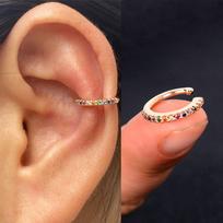 1Piece Zircon Charming Clip On Earrings Ear Cuff Without Piercing Women Geometric C Shape Earscreen Earcuffs Wrap Climb Earring brown