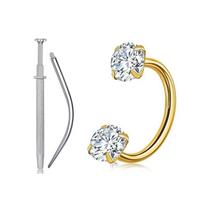 F136 Titano Lydinio Pasagos Formos Nosies Žiedas C-Baras Vidiniu Sriegiu Stud Lūpai, Antakiui, Ausies Kremzlei 0.8mm Thickness x 7mm Internal Diameter