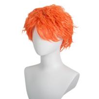 Novel Four Color Men Short Curly Rain Silk Wig Synthetic Dress Up Wigs for Women and Men Cosplay Costume Party Gifts oranžinė