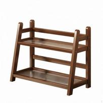 Ladder Shelf Rack Slatted Shelves Cup Organizer Open Design 2 Tier Stand for L_Brown brown