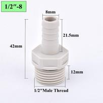 5~20pcs 1/2 3/4  Male Thread To 8/10/12/14/16/19/25mm POM Pagoda Connector Hose Joint With Washer  Water Pipe Connector Fittings 5pcS white