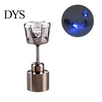 Blinking LED Light Rhinestone Ear Studs Party Festival Earrings Women Jewelry mėlyna