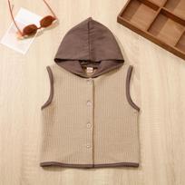 Kids Baby Hooded Vest Casual Spring Autumn Waistcoat 130cm chaki