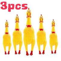 Screaming Chicken Squeezing Sound Toy Pet Dog Chewing Toys Stress Relieving Toys Durable Yellow Rubber Breathable Chicken Gifts yellow