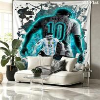 Leo Messi Wall Tapestry Aesthetic Wall Hanging Printed Fabric Blanket Decorative Tapestries for Bedroom Living Room Home Decor 130cm x 150cm