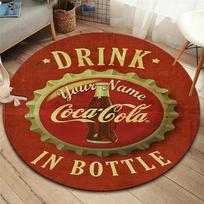 Coca Cola Bottle Cap Custom Name Round Area Rug Carpet Rug For Living Room Bedroom Sofa Playroom Decor Nonslip Floor Mat 80cmx80cm beige