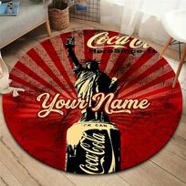 Coca Cola Bottle Cap Custom Name Round Area Rug Carpet Rug For Living Room Bedroom Sofa Playroom Decor Nonslip Floor Mat 80cmx80cm